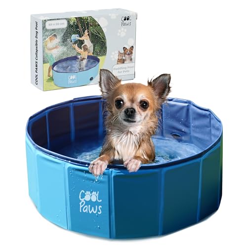 Cool Paws Hunde Planschbecken Extra Klein 60x20cm - Langlebiger Faltbarer Kunststoff Planschbecken für Hunde und Kinder, Auslaufsicher und Pannensicher Hundepools, Ideal für Innen & Außen - Blau von Cool Paws