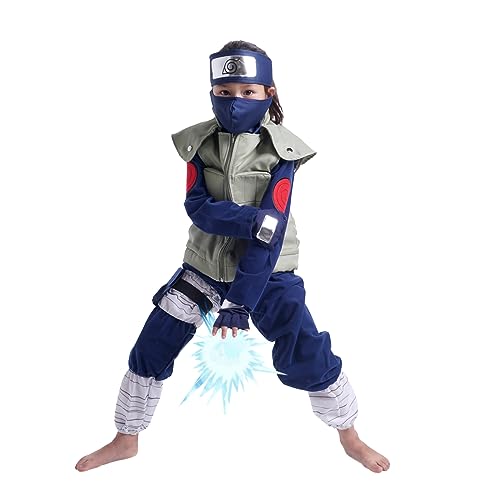 CoolChange Kakashi Hatake Kinder Kostüm | Inkl. Stirnband, Weste, Handschuhe, Taschen & Maske | Größe: 140 von CoolChange