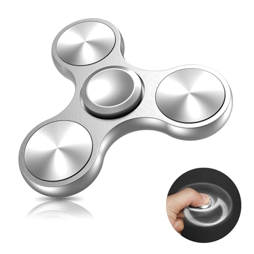 Coolden Fidget Spinner Metall Fidget Toys EDC Hand Spinner Hochwertig Angst Anti Stress Relief Spielzeug Geschenk für Kinder Erwachsene Edelstahl Leiser Fingerkreisel für Büro Schule Silber von Coolden