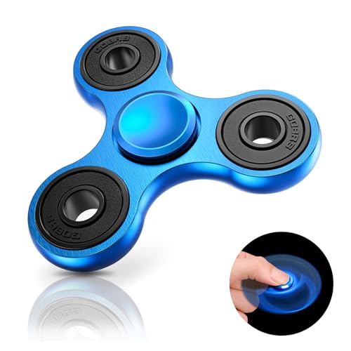 Coolden Fidget Spinner EDC Hand Spinner Fidget Toy Metall Edelstahl Lager 2-5 Min Hochgeschwindigkeit Finger Spinner Spielzeug ADHD Anti Angst Tri-Spinner Fidget Toy für Kinder Blau von Coolden