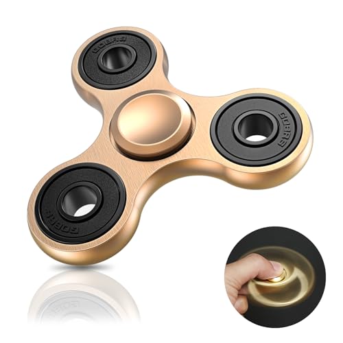 Coolden Fidget Spinner Metall Fidget Toys EDC Hand Spinner Hochwertig Schleuderzeit 2-5 Min Angst Anti Stress Spielzeug Geschenk für Kinder Erwachsene Edelstahl Finger Kreisel für Büro Schule Gold von Coolden