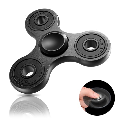 Coolden Fidget Spinner Metall Fidget Toys EDC Hand Spinner Hochwertig Schleuderzeit 2-5 Min Angst Anti Stress Spielzeug Geschenk für Kinder Erwachsene Edelstahl Finger Kreisel für Büro Schule Schwarz von Coolden