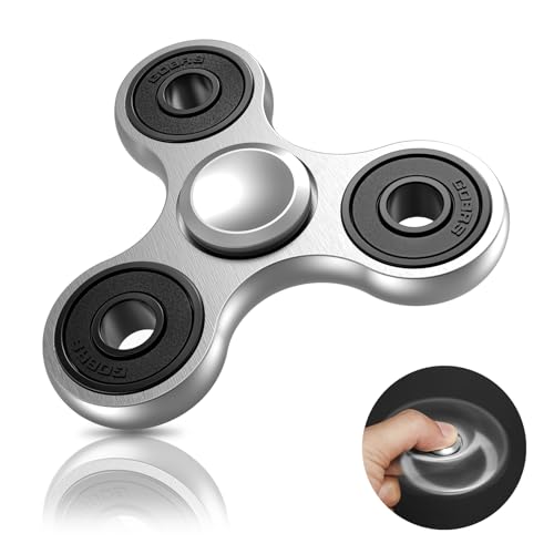 Coolden Fidget Spinner EDC Hand Spinner Fidget Metall Toy Edelstahl Lager 2-5 Min Hochgeschwindigkeit Finger Spinner Spielzeug ADHD Anti Angst Tri-Spinner Fidget Toys für Kinder Silber von Coolden