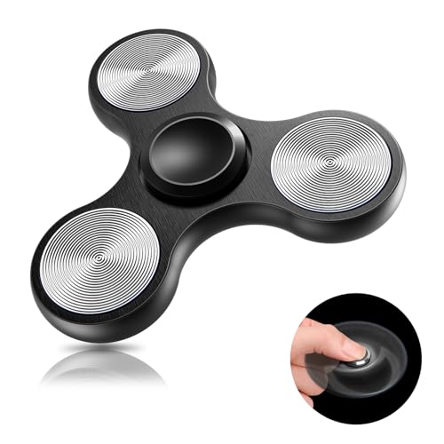 Coolden Fidget Spinner Metall Fidget Toys EDC Hand Spinner Hochwertig Angst Anti Stress Relief Focus Spielzeug Geschenk für Kinder Erwachsene Edelstahl Leiser Fingerkreisel für Büro Schule Schwarz von Coolden