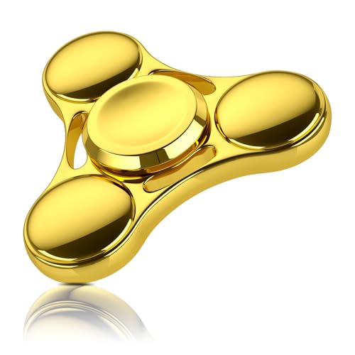 Coolden Fidget Spinner Metall Fidget Toys Hand Spinner EDC Edelstahl Lager 2-5 Min hochwertig Handkreisel Finger Spinner ADHS Anti Stress Spielzeug Tri-Spinner Fidget Toy für Erwachsene Kinder Gold von Coolden