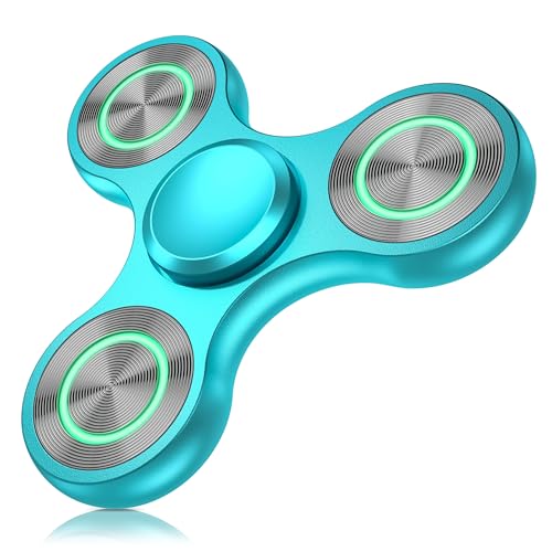 Coolden Fidget Spinner Metall Fidget Toys Led 3-5 Min Hochgeschwindigkeit Hand Spinner Spielzeug ADHS Anti Stress Finger Tri-Spinner Fidget Toy für Kinder Erwachsene Blue von Coolden