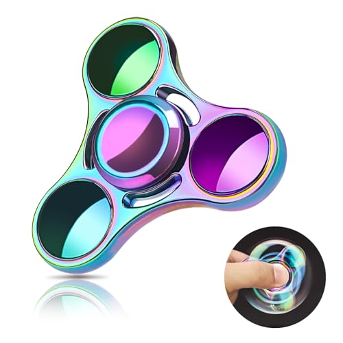 Coolden Fidget Spinner Metall Fidget Toys für Kinder Erwachsene Edelstahl Lager Finger Spinner Sensory Hand Kreisel Anti Stress Angst Spielzeug Geschenk für Büro Schule Parti Drehbar 2-5 Min Bunt von Coolden