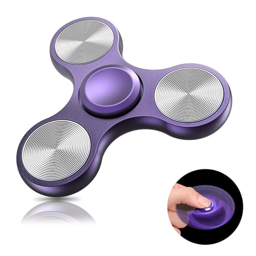 Coolden Fidget Spinner Metall Fidget Toys EDC Hand Spinner Hochwertig Angst Anti Stress Relief Spielzeug Geschenk für Kinder Erwachsene Edelstahl Leiser Fingerkreisel für Büro Schule Lila von Coolden