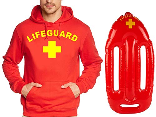 Coole-Fun-T-Shirts Lifeguard Schwimmboje Kostüm Rettungsschwimmer 2 teilig Set Hoodie ROT Gr.5XL von Coole-Fun-T-Shirts