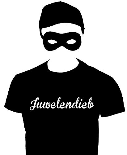 JUWELENDIEB Dieb Kostüm Einbrecher Set Maske T-Shirt Cap schwarz Gr.XL von Coole-Fun-T-Shirts