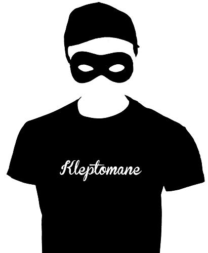 KLEPTOMANE Dieb Kostüm Einbrecher Set Maske T-Shirt Cap schwarz Gr.L von Coole-Fun-T-Shirts