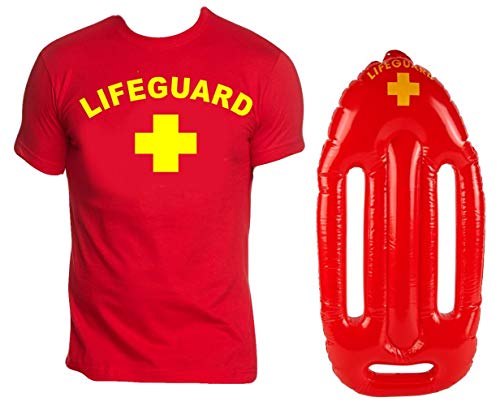 coole-fun-t-shirts Lifeguard Schwimmboje Kostüm Rettungsschwimmer 2 teilig Set T-Shirt ROT Gr.5XL von coole-fun-t-shirts