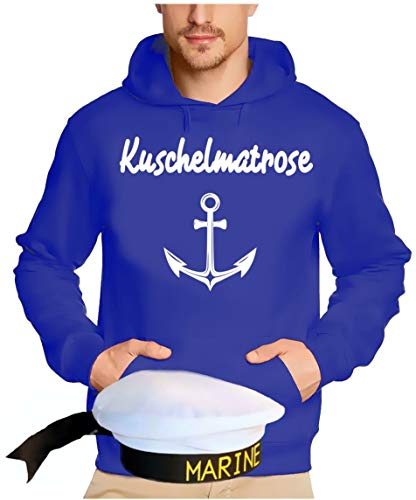 Matrosen Kostüm Set Kuschelmatrose Hoodie Sweatshirt mit Kapuze + Matrosenmütze blau Gr.XXL von Coole-Fun-T-Shirts