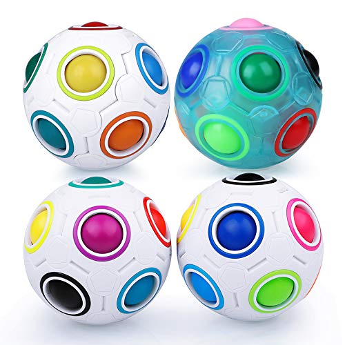 Coolzon Magic Regenbogen Ball, Magisch Regenbogenball 3D Puzzle Spielzeug für Kinder Gastgeschenk, 3*Weiß+1*Blau von Coolzon