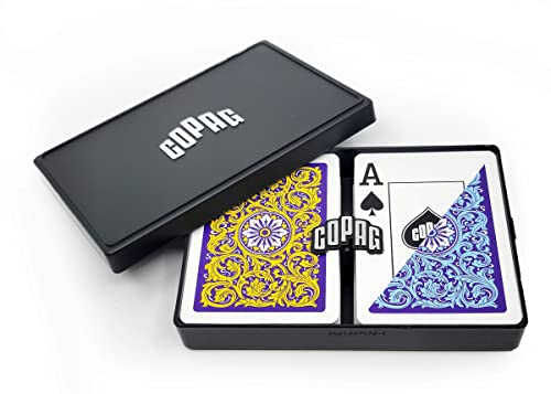 Copag 1546 Neoterisches Design, 100 % Kunststoff, Poker-Größe, Gelb/Blau, Doppeldeck-Set (Jumbo-Index) von Copag