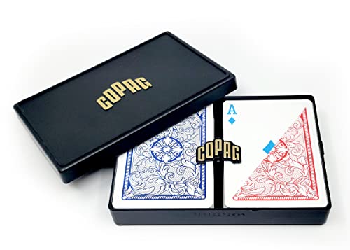 Copag 4-farbiges Legacy-Design, 100 % Kunststoff, Spielkarten, Poker-Größe (Standard), regulärer Index, rot/blau, Doppeldeck-Set von Copag