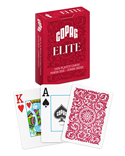 Copag Elite Spielkarten, 100 % Kunststoff, Pokergröße, Jumbo-Index, Einzeldeck, Rot Copag Elite Spielkarten, 100 % Kunststoff, Pokergröße, Jumbo-Index, Einzeldeck, Rot von Copag