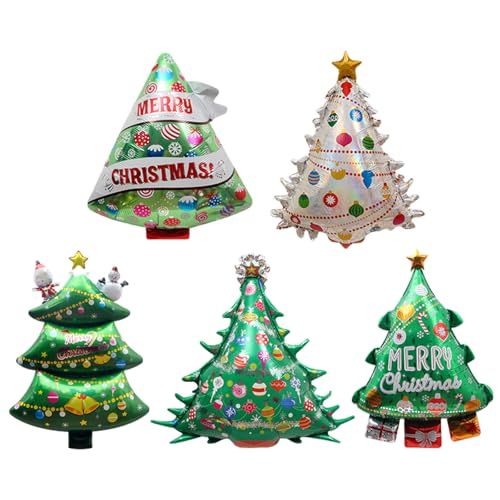 5PCS Weihnachtsballon Fröhliche Weihnachten Ballons Set Aluminium-Folienballons Weihnachtsbaum-Folienballons Weihnachten Party Dekorationen für Valentinstag Weihnachten Geburtstag Party von Copbopwn