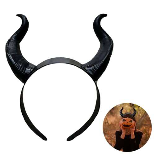 Halloween Horn Stirnband Haarreif Cosplay Teufel Stirnband Ochsenhorn-Stirnband Teufelskrähen-Hut Halloween Krähen-Haarreif Halloween Gothic Kostüm Accessoire für Party Cosplay Verkleidung Kostüm von Copbopwn