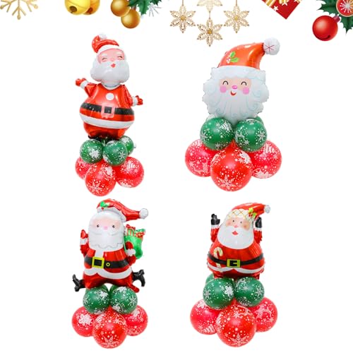 Weihnachten Ballons 4 Sets Weihnachtsmann Ballon Weihnachts-Folienballons Frohe Weihnachten Ballons Weihnachten Rot Grün Luftballons Fröhliche Weihnachten Banner Weihnachten Party Dekorationen von Copbopwn