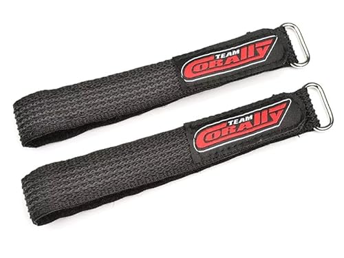 Corally Team Pro Battery Straps - 300x20mm Metal Buckle - Silicone Anti-Slip Strings - Black von Corally