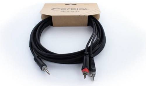 Cordial 14854 Klinke / Cinch Audio Y-Adapter [1x Klinkenstecker 3.5mm - 2x Cinch-Stecker] 1m Schwarz von Cordial