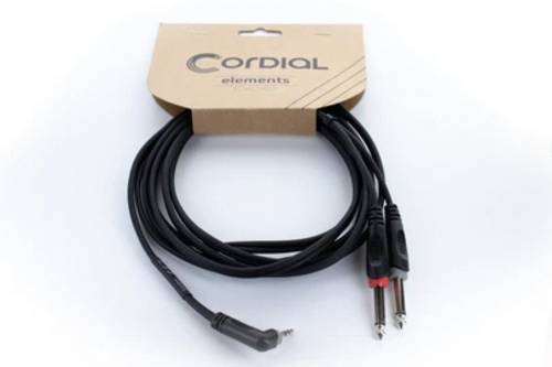 Cordial 14866 Audio Y-Adapter [1x Klinkenstecker 3.5mm - 2x Klinkenstecker 6.3mm (mono)] 1m Schwarz von Cordial