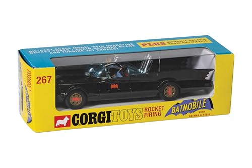 Corgi-Druckguss-Modellautos – RT26701 Batmobil mit Batman und Robin – Souvenirgeschenke für Männer, Frauen und Kinder aus Großbritannien – kleine Druckguss-Spielzeugautomodelle für Jungen von Corgi