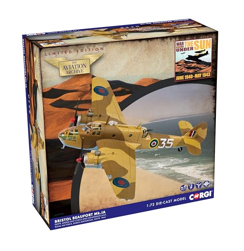Corgi - Aviation AA28903 Bristol Beaufort MkIa, EK979 '35', Middle East Check and Conversion Unit, RAF, Ägypten 1944 Militärflugzeug, Druckgussmodell im Maßstab 1:72 Corgi - Aviation AA28903 Bristol Beaufort MkIa, EK979 '35', Middle East Check and Conversion Unit, RAF, Ägypten 1944 Militärflugzeug, Druckgussmodell im Maßstab 1:72 von Corgi