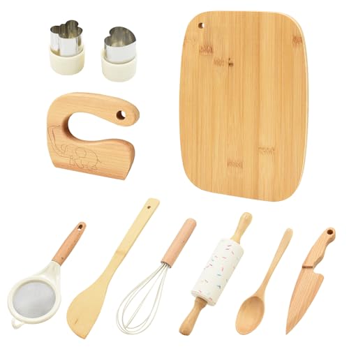 Coriver Kindermesser Set,10 Stück Küchenset Kinder Schneideset für Echtes Kochvorgänge, Montessori Messer aus Holz Kinder Schneideset, Holzspielzeug Küche Kleinkinder Kochset von 3+ Jahren Coriver Kindermesser Set,10 Stück Küchenset Kinder Schneideset für Echtes Kochvorgänge, Montessori Messer aus Holz Kinder Schneideset, Holzspielzeug Küche Kleinkinder Kochset von 3+ Jahren von Coriver