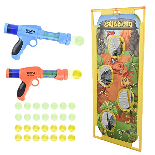 Coriver Schaumstoff Spielzeug Pistole, 2 Pack Spielzeug Pistole für Nerf Zielscheibe mit Standing Shooting Vierloch Schießgestell, 28 Schaumstoffball, Outdoor Spiele für Kinder Jungen Mädchen von Coriver