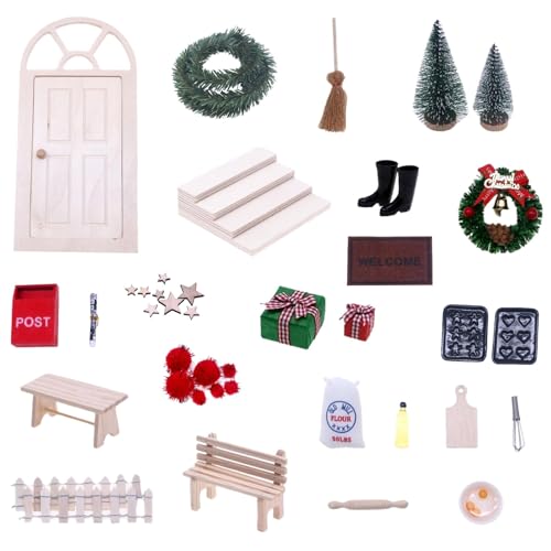 Weihnachten Miniaturfiguren, Xmas Mini Harz Figuren Santa Elch Weihnachten Ornamente Dekor, Miniatur Weihnachten Puppenhaus Zubehör, Weihnachten Elfe Fee Puppenhaus Möbel DIY Handwerk von Corlidea