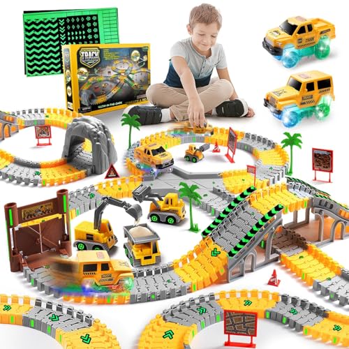 Coroiesty 264pcs Autorennbahn Spielzeug Set für Kinder 3 4 5 6 7 8 Jahre, DIY Autorennbahn, Auto Transportauto für Jungen und Mädchen (Autorennbahn) von Coroiesty