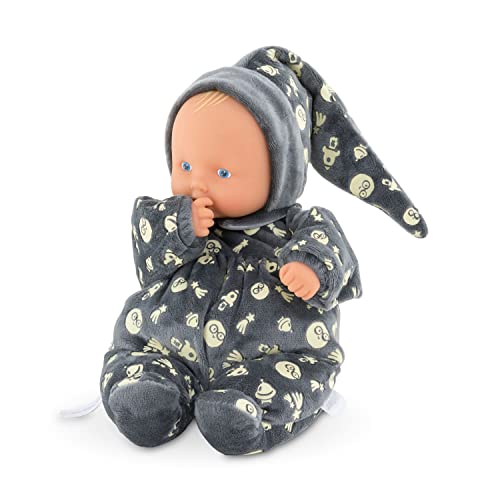 Corolle 9000020120 - Mon Doudou Babipouce Glow in The Dark, leuchtet im Dunkeln, extra weiche Schmusepuppe mit Vanilleduft, waschbar, 28cm, Behält den Daumen im Mund von Corolle