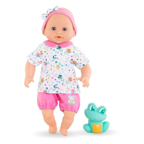 Corolle Mon Premier Poupon Badebaby Oceane, Weichkörper-Badepuppe mit Badetier, Schlafaugen, Vanilleduft, abnehmbare Kleider, 30cm, ab 18 Monate von Corolle