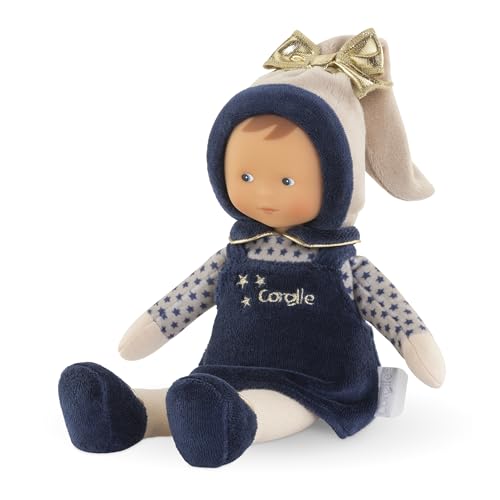 Corolle Mon Doudou Miss Blaue Sternenträume, Weichkörperpuppe mit Schlenkerbeinen, Vanilleduft, Namensetikett, waschbar, 25cm, ab den ersten Lebensmonaten geeignet von Corolle