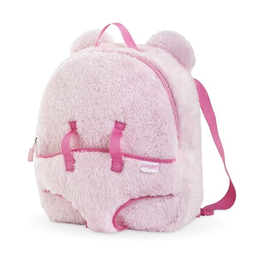 Mon Premier Poupon Plüschrucksack und Trage, Kuscheliger Rucksack mit Babytrage im Teddy Look für alle 30cm Babypuppen, ab 18 Monaten von Corolle