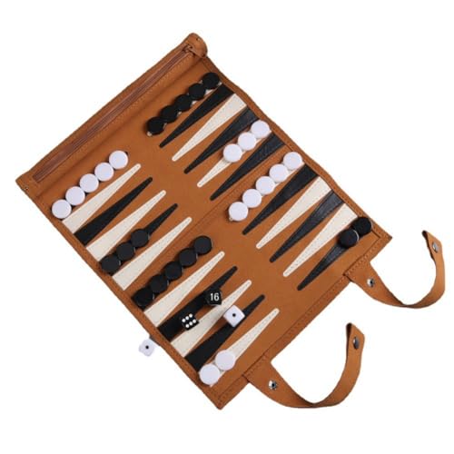 Correa Backgammon-Brettspiel, Tragbare Backgammon-Sets für Erwachsene, Reisespiele, Rollendesign für Erwachsene, Puzzle-Spielbrett für Kinder, Langlebig, Einfach zu Bedienen von Correa