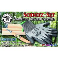 Corvus A600377 - Kids At Work, Schnitz-Set, Messer, Handschuhe, Holz von Corvus