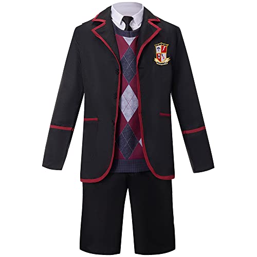 Cos-Animefly Erwachsene The Umbrella Schuluniform Academy Cosplay Kostüm Halloween Nummer 5 Cosplay Outfit für Mädchen Jungen - Schwarz - XXX-Large von Cos-Animefly