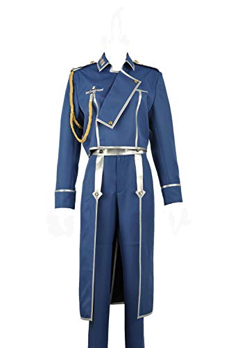 Cos-Animefly Fullmetal Alchemist Roy Mustang Militäruniform Cosplay Kostüm Halloween Outfit für Damen Herren, Blau weiblich, XL von Cos-Animefly