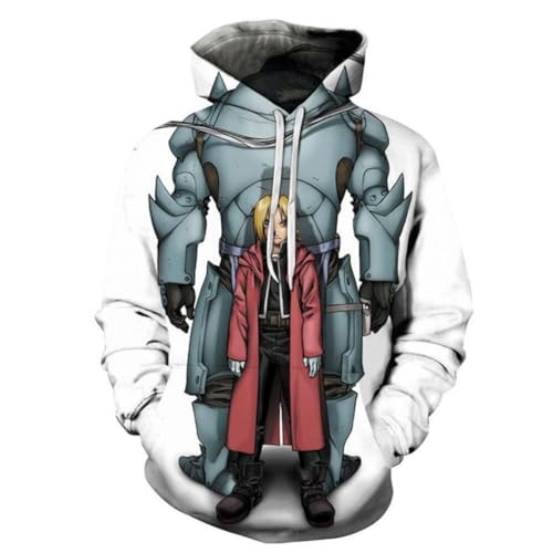 Edward Elric Cosplay Hoodie Kostüm Sweatshirt Uni Erwachsene T-Shirts Kapuzenshirt Anzug Casual Outwear Mantel von Cos-Animefly