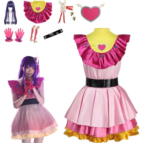 Anime Hoshino Ai Cosplay Kostüm Outfit OSHI NO KO Uniform Komplettset Halloween Party Dress Up Anzug mit Perücke (2XL) von CosDance