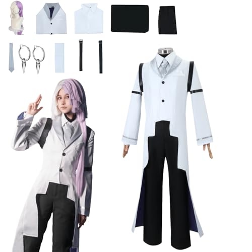 Anime Sigma Cosplay Kostüm Outfit Bungo Stray Dogs Uniform Komplettset Halloween Party Dress Up Anzug mit Perücke (M) von CosDance