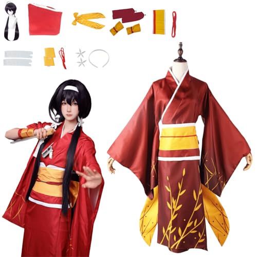 Anime lzumi Kyouka Cosplay Kostüm Outfit Bungo Stray Dogs Uniform Komplettset Halloween Party Dress Up Anzug mit Perücke (2XL) von CosDance