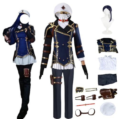 CosDance Anime Arcane Season 2 Caitlyn Cosplay Kostüm Outfits mit Perücke Hut Halloween Party Verkleidung Uniform komplettes Set Rollenspiel Karnevalskleidung für Frauen Unisex von CosDance