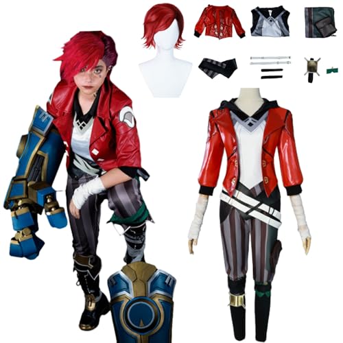 CosDance Anime Arcane Season 2 Vi Cosplay Kostüm Outfits mit Perücke Halloween Party Dress Up Jacke Anzug Rollenspiel Uniform Komplettes Set Karneval Kleidung für Damen Unisex von CosDance