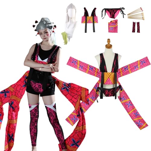 CosDance Anime Charakter Daki Cosplay Kostüm Outfits mit Perücke Demon Slayer Halloween Anzug für Frauen Rollenspielrock Kimono Uniform Komplettset Karnevalskleidung von CosDance