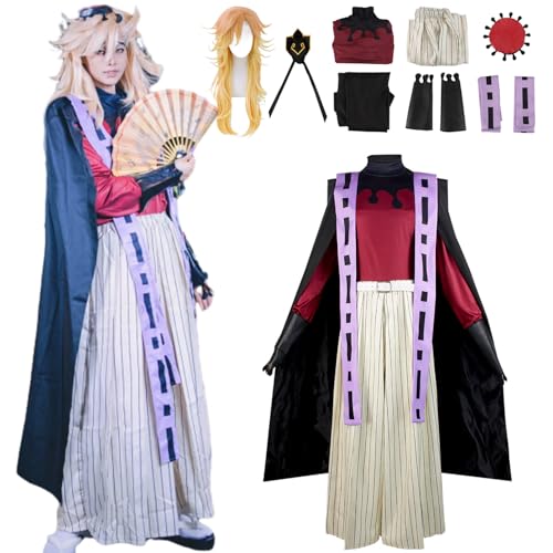 CosDance Anime Charakter Douma Cosplay Kostüm Outfits mit Perücke Dämonentöter Halloween Anzug Männer Rollenspiel Kimono Robe Uniform Komplettset Karnevalskleidung von CosDance