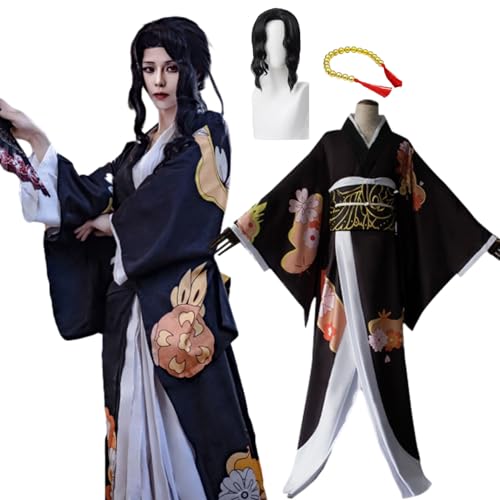 CosDance Anime Charakter Kibutsuji Muzan Cosplay Kostüm Outfits mit Perücke Dämonentöter Halloween Anzug für Damen Rollenspiel Kimono Uniform Komplettset Karnevalskleidung von CosDance